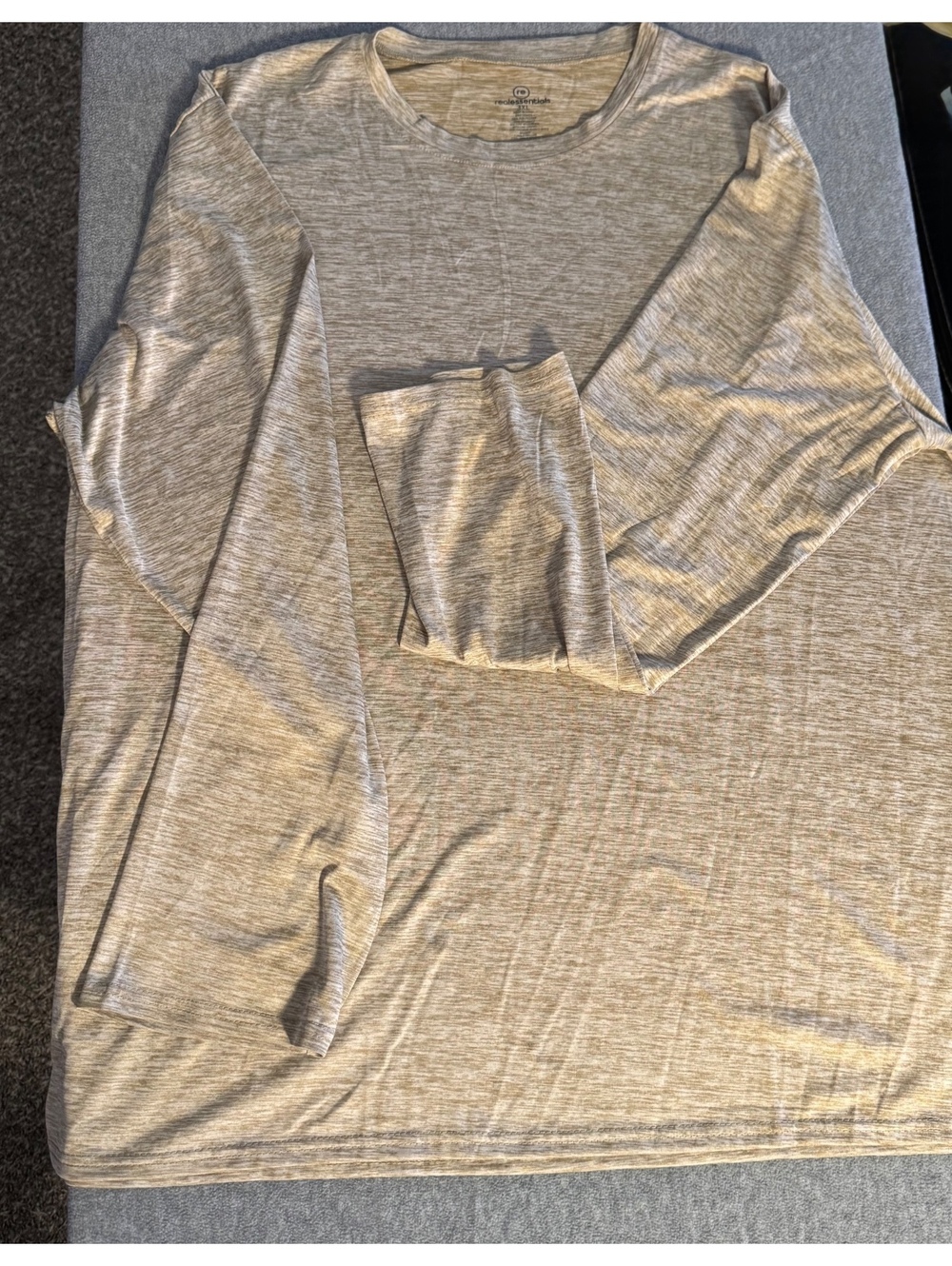 Real Essentials Womens Heather Beige Long Sleeve T Shirt Size 3XL